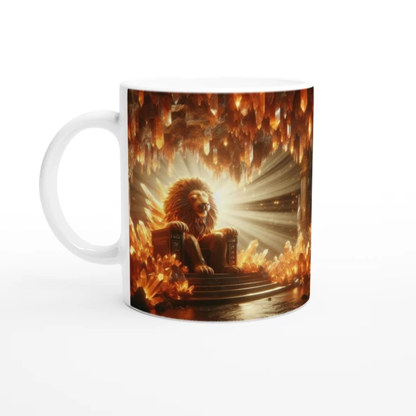 Aslan Burcu Baskılı Kahve Kupası - Büyülü Kristal Mağarası Temalı Vs1 ürün görseli 1