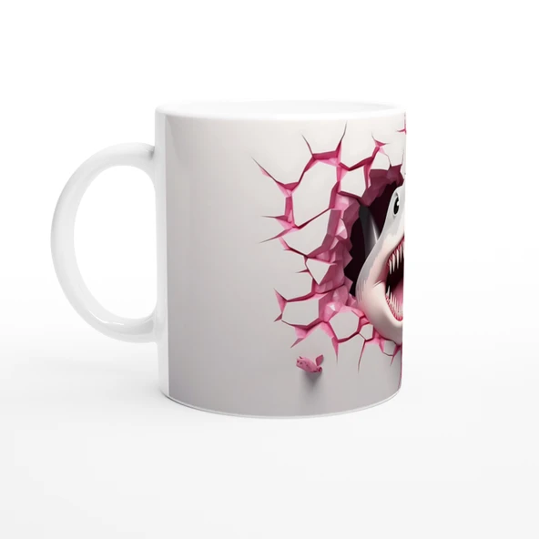 Duvarı Yırtan Köpekbalığı Temalı Baskılı Kupa Bardak - Resim 2