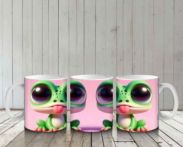 Çocuklara Sütü Sevdiren Neşeli Kurbağa Kupa Bardak - 6