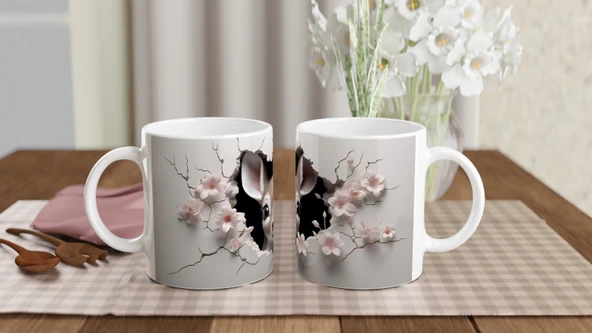 Çatlak Duvardan Bakan Sevimli Geyik Yavrusu Temalı Baskılı Kupa Bardak - Resim 5