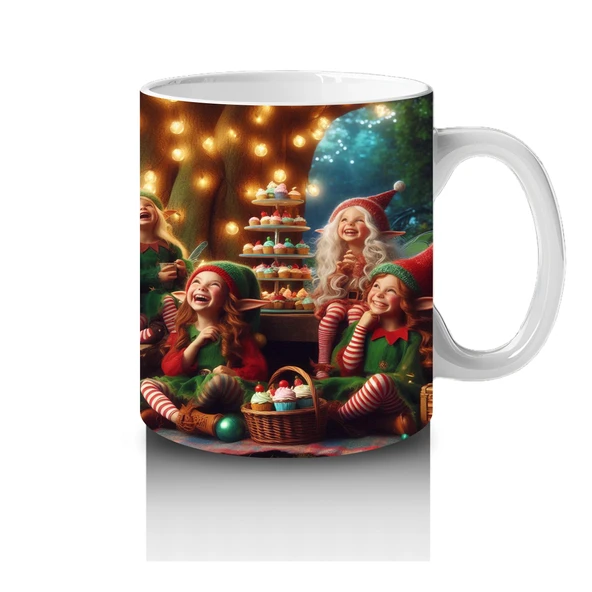 Çocuklara Sütü Sevdiren Neşeli Elfler ve Orman Şenliği Desenli Kupa Bardak - 4