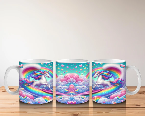 Çocuklara Sütü Sevdiren Bulutlar Arasında Dans Eden Unicornlar Kupa Bardak - 5