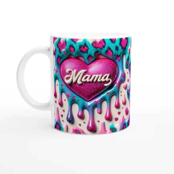 Mama Yazılı Renk Geçişli Kalpli Anneler Günü Kupa Bardak ürün görseli 1