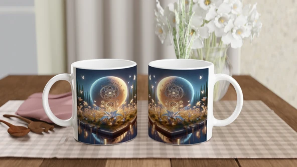 Başak Burcu Baskılı Kahve Kupası - Ay ışığında Zodyak Bahçesi Vs2 - Resim 5