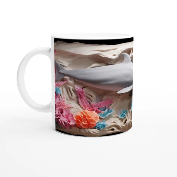 Neon Mercanlar ve Sevimli Yunus Temalı Su Altı Kupa Bardak - Resim 2