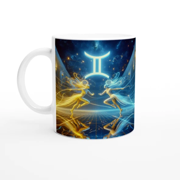 İkizler Burcu Baskılı Kahve Kupası - Zodyak Maskeli Balo Vs4 ürün görseli 1