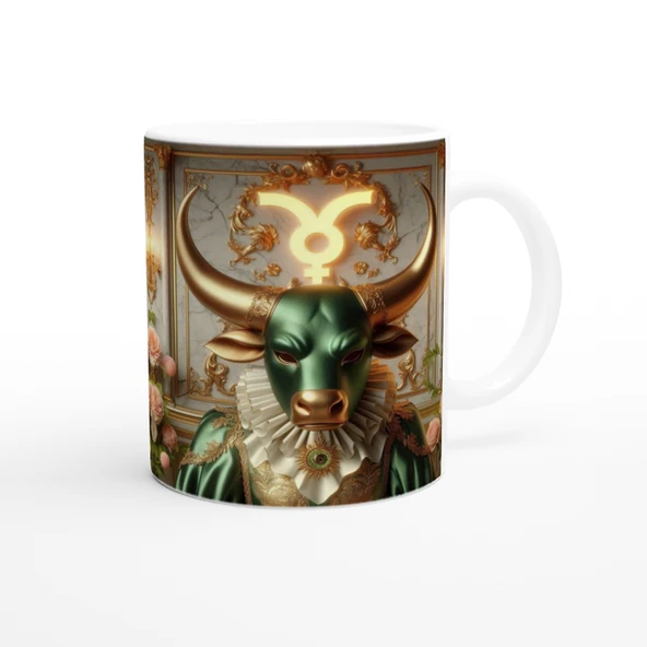 Boğa Burcu Baskılı Kahve Kupası - Zodyak Maskeli Balo Vs4 - Resim 3