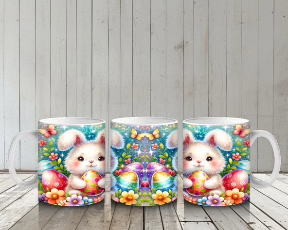 Çocuklara Sütü Sevdiren Bahar Tavşanı Kupa Bardak - Resim 6