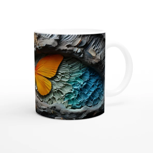 Renklerin Dansı İçinden Fırlayan Kelebek Temalı Baskılı Kupa Bardak - 3