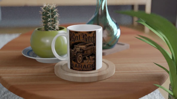 Paslı Güce Saygı Duyan Rat Rod Garaj Kupa Bardak - Resim 4