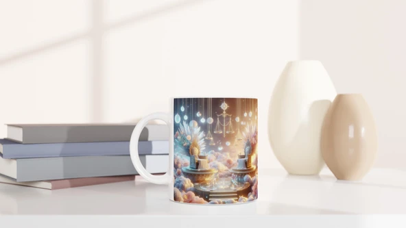 Terazi Burcu Baskılı Kahve Kupası - Elementsel Doğa Krallığı Temalı Vs4 - Resim 6