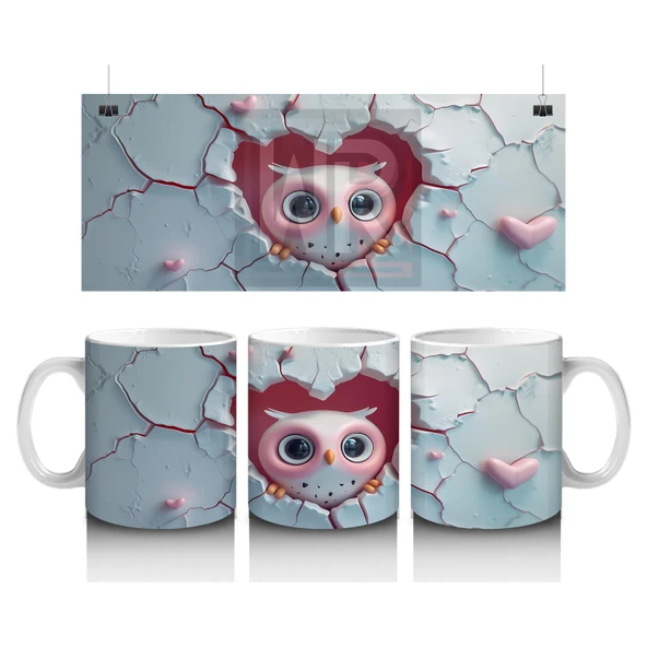 Çocuklara Sütü Sevdiren Duvarı Delip Bakan Meraklı Baykuş Kupa Bardak