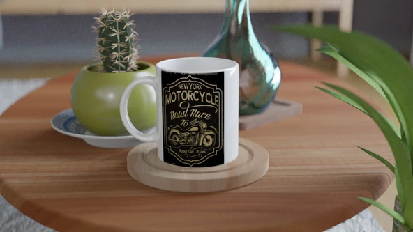 New York Road Race Motosiklet Tasarımlı Kupa Bardak - 2