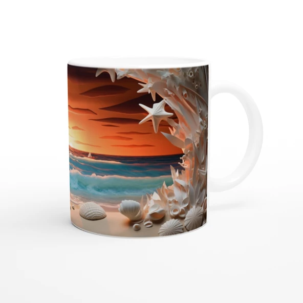 Mercan Mağarasında Gün Batımı Temalı Kupa Bardak - Resim 3