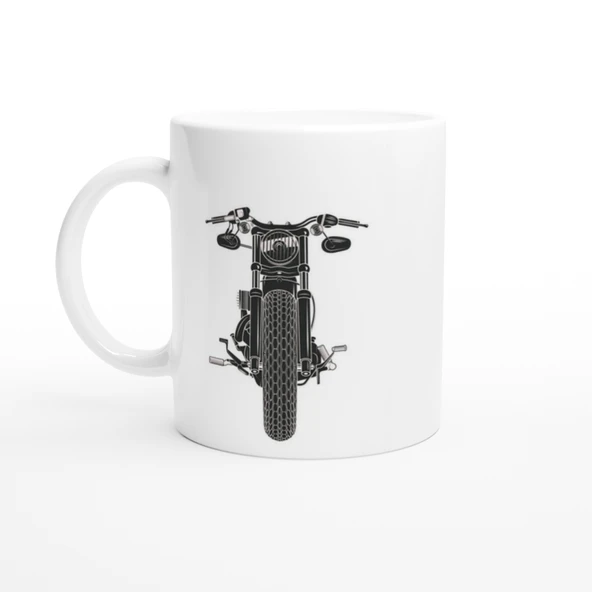 Önden Görünümlü Retro Motosiklet Baskılı Kupa Bardak