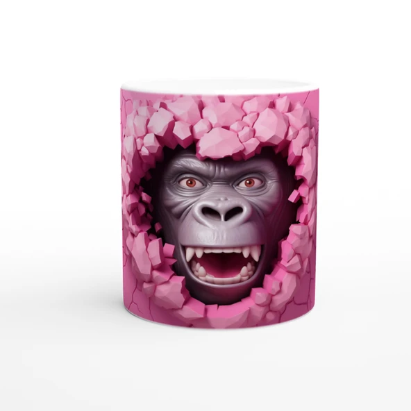 Duvarı Yırtarak Bakan Goril Temalı Baskılı Kupa Bardak ürün görseli 1