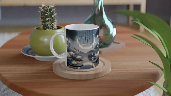 Yengeç Burcu Baskılı Kahve Kupası - Ay ışığında Zodyak Bahçesi Vs2 - Resim 4