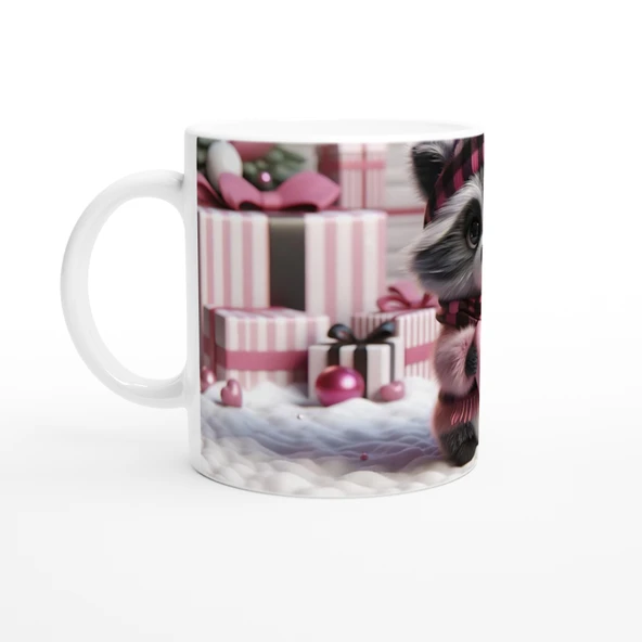 Hediye Paketleri Arasında Kalpli Rakun Temalı Baskılı Kupa Bardak - 2