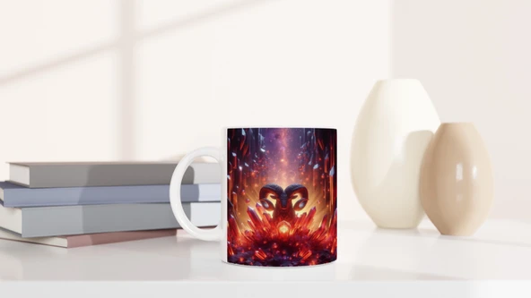 Koç Burcu Baskılı Kahve Kupası - Büyülü Kristal Mağarası Temalı Vs1 - Resim 6