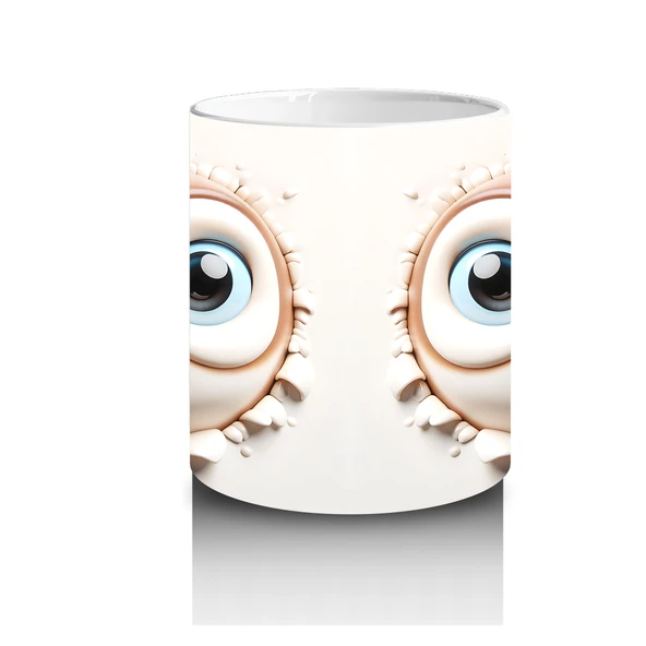 Çocuklara Sütü Sevdiren Gözleri Parıldayan Baykuş Çifti Kupa Bardak - 3