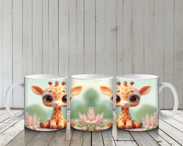 Çocuklara Sütü Sevdiren Zarif Zürafa Yavrusu Kupa Bardak - 6