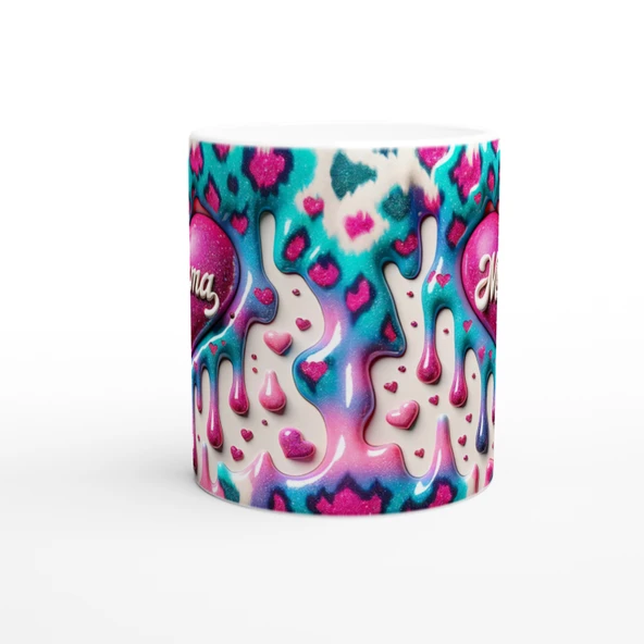 Mama Yazılı Renk Geçişli Kalpli Anneler Günü Kupa Bardak - Resim 2