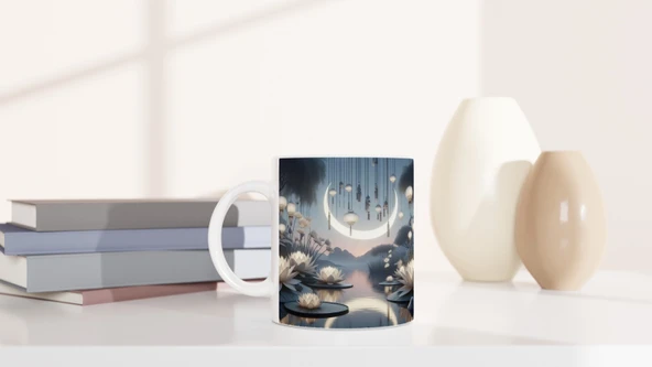 Yengeç Burcu Baskılı Kahve Kupası - Ay ışığında Zodyak Bahçesi Vs2 - Resim 6