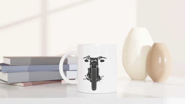 Önden Görünümlü Retro Motosiklet Baskılı Kupa Bardak - 6