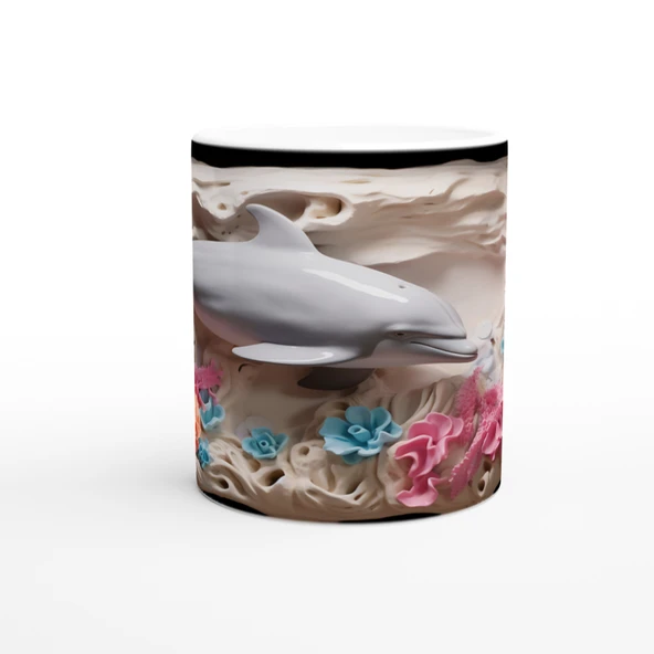 Neon Mercanlar ve Sevimli Yunus Temalı Su Altı Kupa Bardak ürün görseli 1