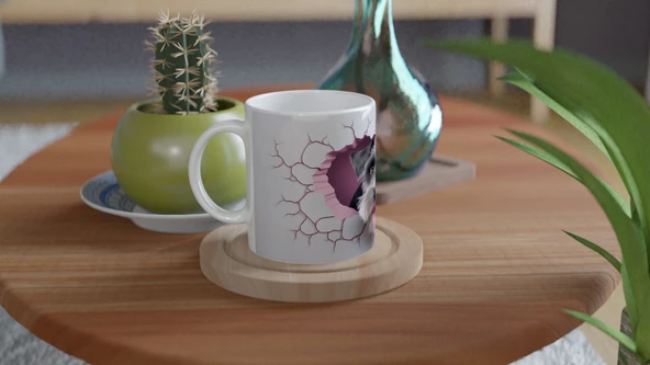 Duvarı Yarmış Sevimli Terrier Temalı Baskılı Kupa Bardak - Resim 4