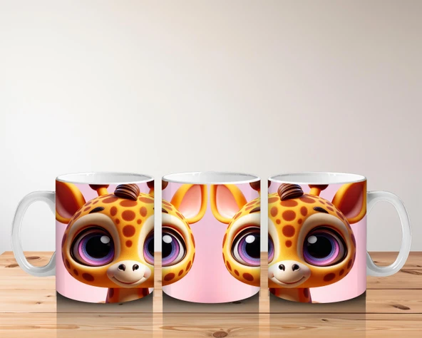 Çocuklara Sütü Sevdiren Meraklı Zürafa Keşfi Kupa Bardak - 5