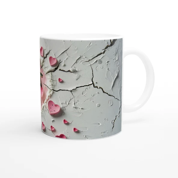 Pembe Kalpler Arasında Yürüyen Kaplumbağa Ailesi Temalı Baskılı Kupa Bardak - Resim 3