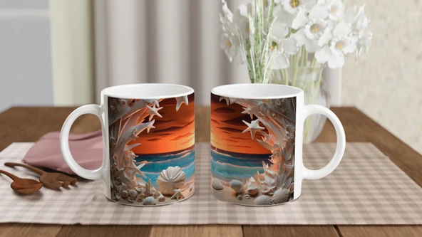 Mercan Mağarasında Gün Batımı Temalı Kupa Bardak - Resim 5