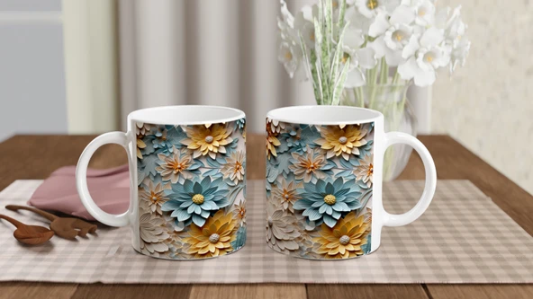 Pastel Bahar Çiçekleri Kupa Bardak - Resim 5