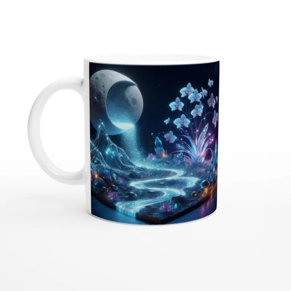 Kova Burcu Baskılı Kahve Kupası - Ay ışığında Zodyak Bahçesi Vs2 ürün görseli 1