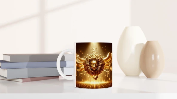 Aslan Burcu Baskılı Kahve Kupası - Zodyak Maskeli Balo Vs4 - 6