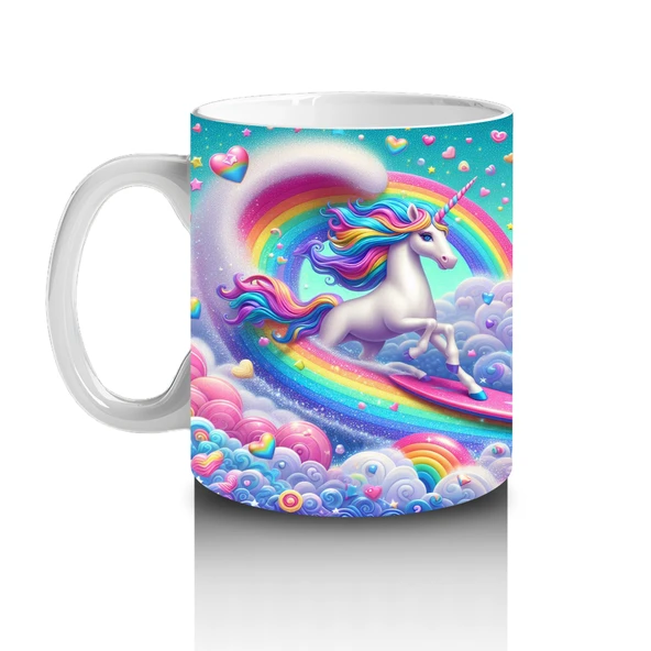 Çocuklara Sütü Sevdiren Bulutlar Arasında Dans Eden Unicornlar Kupa Bardak - 2