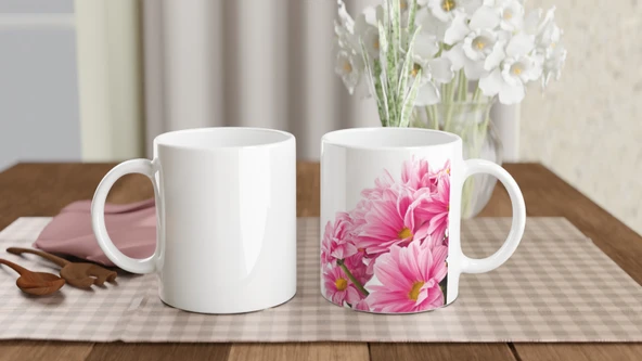 Pembe Papatya Demeti Desenli Kupa Bardak - Resim 5