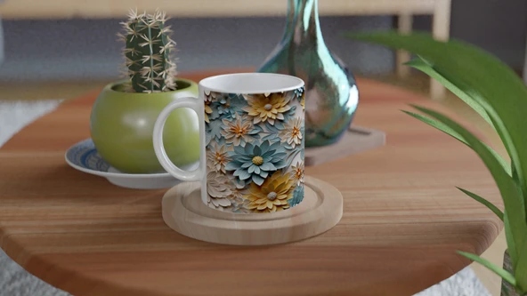 Pastel Bahar Çiçekleri Kupa Bardak - Resim 4