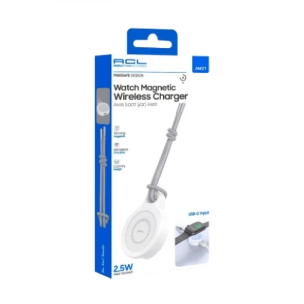 ACL AW21 USB-C Girişli 2.5W Wireless Akıllı Saat İçin Şarj Aleti