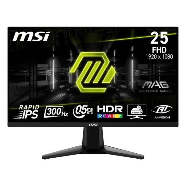 MSI MAG 255XF 24.5" 300Hz 0.5Ms HDMI+DP HDR FullHD FreeSync IPS Vesa Monitör ürün görseli 1