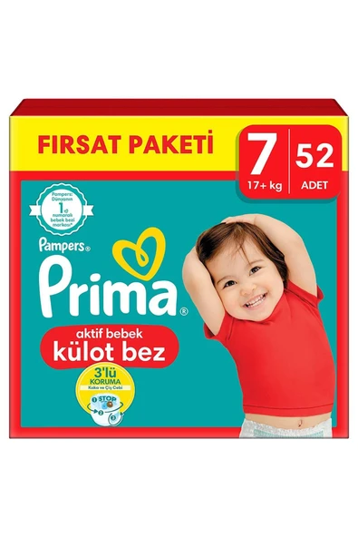 Prima Külot Bebek Bezi Beden:7 (17 KG) Xxl 52 Adet Fırsat Pk - 1