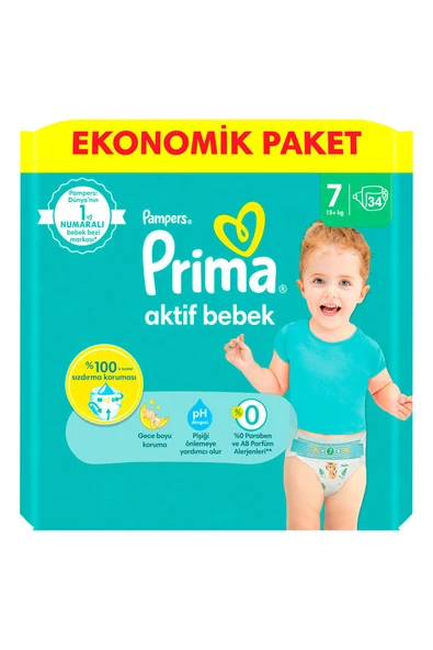 Prima Pampers Bebek Bezi Aktif Bebek 7 Beden 34 Adet Fırsat Paketi - 2