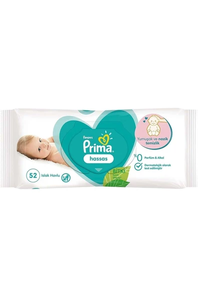 Prima Sensitive Islak Havlu Mendil Hassas Ciltler Için Bitki Bazlı Kokusuz (12 Lİ SET) 624 Yaprak - 6