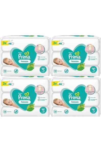 Prima Sensitive Islak Havlu Mendil Hassas Ciltler Için Bitki Bazlı Kokusuz (12 Lİ SET) 624 Yaprak - 2