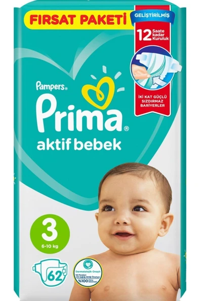 Prima Bebek Bezi Aktif Bebek 3 Beden 62 X 4 Lü 248 Adet Fırsat Paketi - 3