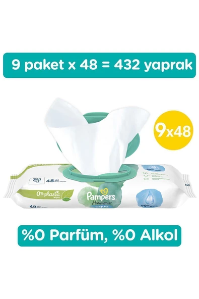 Prima Pampers Harmonie Aqua Islak Bebek Mendili (9 PAKET = 432 ISLAK MENDİL) - 1