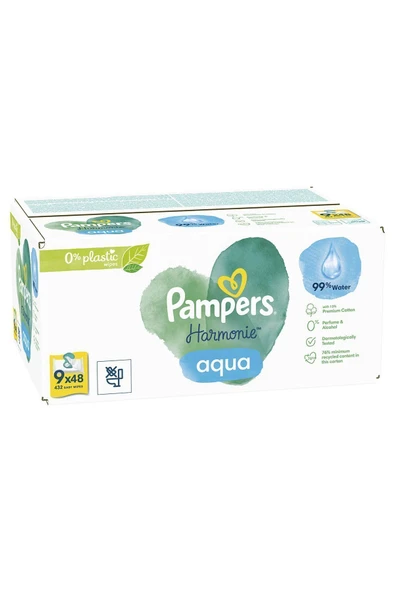 Prima Pampers Harmonie Aqua Islak Bebek Mendili (9 PAKET = 432 ISLAK MENDİL) - 2
