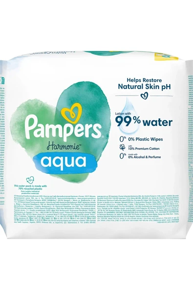 Prima Pampers Harmonie Islak Havlu Mendil Aqua Pure 48 Yaprak 12 Li Set (576 YAPRAK) Organik Pamuk - 4
