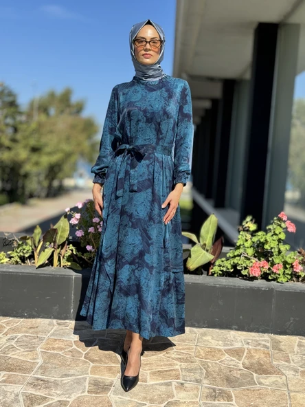 Misswhence Desenli İpek Elbise 36829 - 17